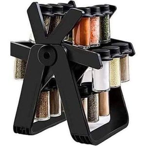 18-Jar Rotating Spice Rack Organizer - 360° Ferris Wheel Kitchen Seasoning Stand & Glass Bottles Set