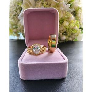 Original Quality Non Fading Gold Wedding/Engagement Ring Set