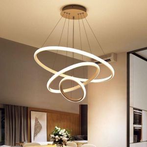 Chandelier LED Ring Chandelier Pendant Dropping Light – 3 Ring Adjustable Hanging Ceiling pendant chandelier Lamp Gold