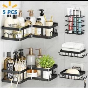 5in1 Bathroom Shower Caddy Corner Rack - 5 In 1