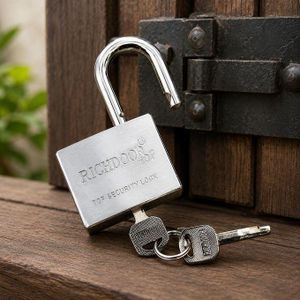 SECURITY PICK – Richdoor Padlock with 2 Keys, Heavy Duty Metal Security Lock, Durable Outdoor Lock for Gate, Door, Cabinet, Locker, Fence, Toolbox & Storage