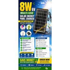 CAFINI Fast 6V Portable Solar Panel Charger – Multi-USB Outdoor Power Solutions For Home & Office