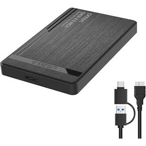 Onten UHD1 2.5-inch SSD & HDD Ext Enclosure Case – USB 3.2 Gen1 / USB-C to SATA – Up to 5TB for Laptop , PC black