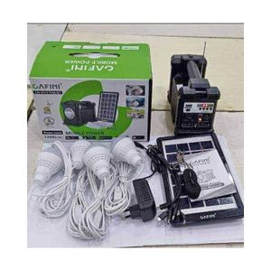 CAFINI  12000mAh Solar Power System with Radio, Bluetooth, and 4 LED Bulbs