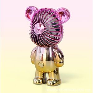 Luxury Electroplated "Violence Bear" Portable Mini Fan - USB Rechargeable Handheld Cooling Fan +   Summer Glamour Gift Set