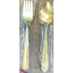 Golden spoon and fork-12 pieces. 