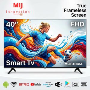 MIJ MIJS4008A  40 Inch FHD Smart TV – Frameless Design, Android, HDMI, WiFi, Netflix & YouTube, 1 years Warranty