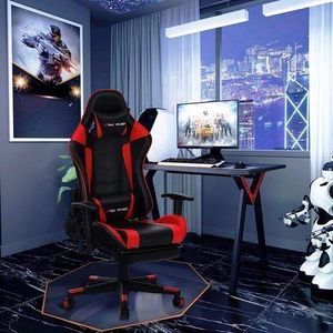 Gaming Chair With Footrest Red And Black