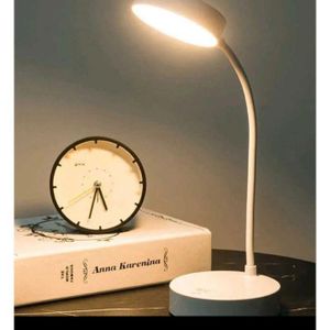 Rechargeable LED Desk Lamp with Adjustable Gooseneck – Eye-Caring Study & Reading Light (White)