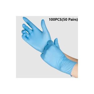 100 PCS Disposable Nitrile Gloves - Latex-Free Blue Food Grade Tattoo BBQ Mechanic Cleaning Vinyl