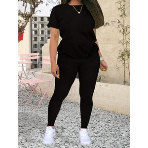 Unique 2 Piece Quality Women Outfits Set Polo T Shirt Top Leggings High Waisted Trouser Long Pants Jogger Sweatsuit Work Out Tracksuit - Pink