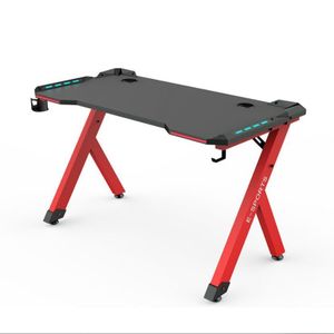 Modern Y Shaped RGB Led Lights Gaming Table 1.4Mtr- Black/Red