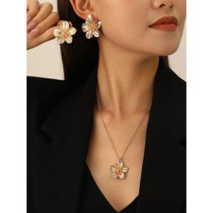 Ds Accessories Elegant Flower Jewelry Set for Women – Earrings & Necklace