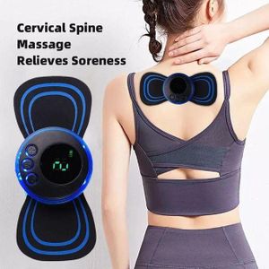 Mini EMS Electric Body Massager Pad Rechargeable Cervical Spine Neck Back Shoulder Knee Pain Relief Massage Stick with 8 Modes and 19 Intensity Levels