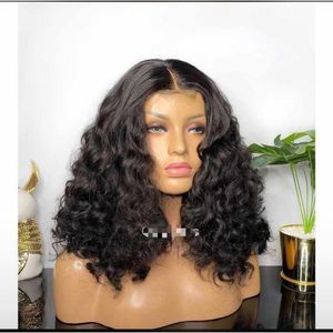 Soft Bouncy Curly Hair Wig With Closure Natural Colour 18"