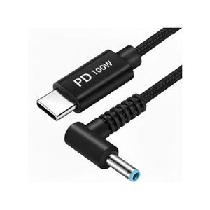 100W TYPE-C to HPBlue Pin with Smart E-Marker Chip (18.5V–20V) Charging Cable for H P & Dell Laptops – Charging Powerbanks and High Adapter