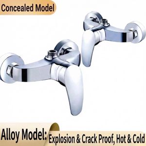 Upgraded Alloy & Stainless Steel Hot & Cold Shower Mixer Faucet, Silver Stylish Bathroom Tap