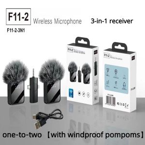 F11-2 Dual Noise Cancelling Wireless Microphone With 3 in 1 Receiver For iPhone,Type C and Camera