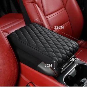 Leather Car Armrest Mat Storage Pocket Memory Foam Soft Armrest