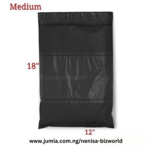 Black Courier Bags / Courier Nylons/Poly Mailer-Invoice Pocket 25pcs-A3-Medium-30x48cm-12/18 Inches