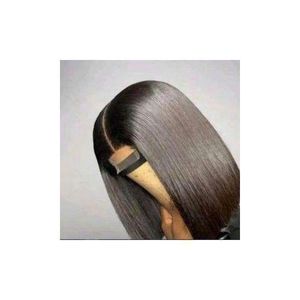 Synthetic wig Silk Straight Bob Lace Closure Wig Pre Plucked Hair For Ladies