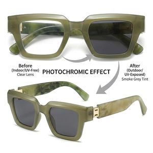ONIBENZ PREMIUM Solid Marble Photochromic Anti-Blue Ray Computer Reading Glasses – Oversized Green Frame
