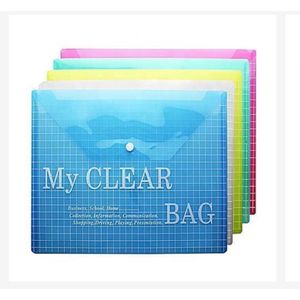12X A4 Clear Bag Plastic Popper Files Folders Multi Color 