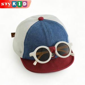 STY Toddlers 2-in-1 Cap & Sunglasses Set Children's Color-Block Baseball Cap Round Frame Sunglasses