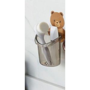 Cartoon Bear Wall Mounted Sucker Toothbrush/Toothpaste Adhesive Holder