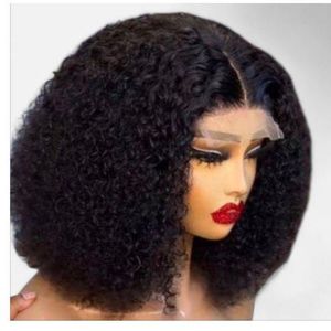 Full curly Jerry curl wig with 4 by 4 closure natural color 10 inches