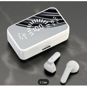 TWS S20 Mirror Wireless Earphones With Digital Display, ENC -White