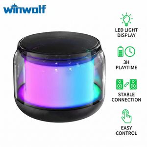 Winwolf Mini Portable Bluetooth Speaker Wireless TWS Sound Box with RGB LED Light 5W Output
