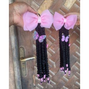 Pink Butterfly Beaded Braids