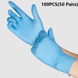 Box of 100 Disposable Nitrile Gloves  - Latex-Free Blue Food Grade Tattoo BBQ Mechanic Cleaning Vinyl
