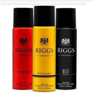 Riggs London Venom, Dynamo and Night Body Deodorant Body Spray mixed dark blue of 2 in 1