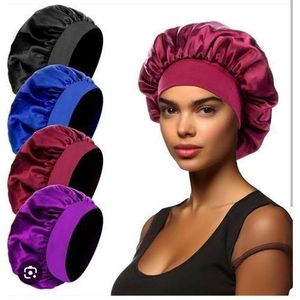 4 Ladies Satin Bonnet Sleep Cap + Elastic Band-Bath Wrap
