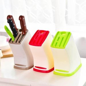 Multi functional plastic kitchen knife holder -slot for blade and scissors 
