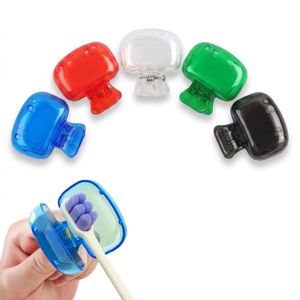 ShebSheb 5 PCS Portable Toothbrush Case with Snap‑Lock Cover, Travel Toothbrush Protector for Home, Office & Trips, 5 Mixed Colors per Pack