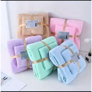 2in1 Bath towel set super soft highly absorbent quick drying coral velvet bath towel 
