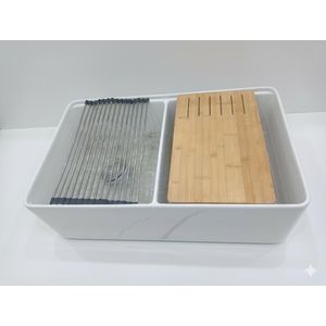 White Ceramic Double kitchen sink