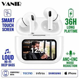 Vanir Touch Screen Wireless Earbuds Bluetooth 5.4 Headphones ANC ENC Noise Cancelling Earphones 36H Playtime Bass Stereo Sound Smart Display TWS Headset for iPhone Android Samsung Tecno Infinix Camon Hot