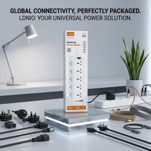 LDNIO Universal Power Strip Extension Socket with 33W Fast USB Charging, 2500W Universal Extension Box - 33W Fast USB-C PD Charger - 2m Cord.