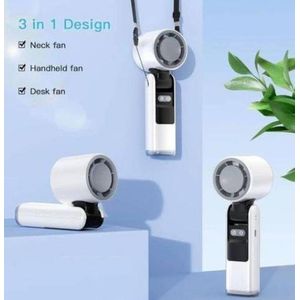 3-in-1 Portable Neck Fan Handheld Desk Fan - USB Rechargeable, Foldable, 3 Speeds, Lanyard Included