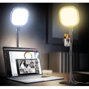 Video Conference Lights With Phone Stand & 3 Color Brightness - for Make-up , Zoom Meetings, Desk Ring Light with Stand Phone Holder, Dimmable, Video Lighting For Filming,Recording,Video Calls, Webcam. ( Eye Care Lamp - DY-10T )