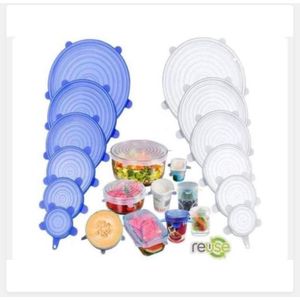 12pcs Reusable Silicon Stretch Lid Food Wrap Bowl Pan Kitchen