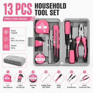 13 Pieces Household Tool Set With Storage Case