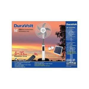 Duravolt 16 Inches Rechargeable  Fan With Solar And Bulbs