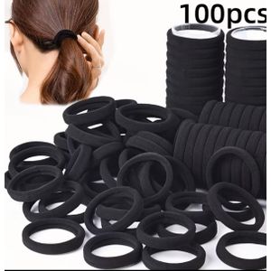 Clo 100pcs Black Hair Ties, Highly Elastic, Minimalist Style, Suitable for Women And, Perfect for Casual Ponytails and Hair Accessories,