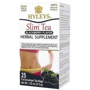 Hyleys Slim Tea Blackberry Flavor - Weight Loss Herbal Cleanse And Detox - 25 Tea Bags