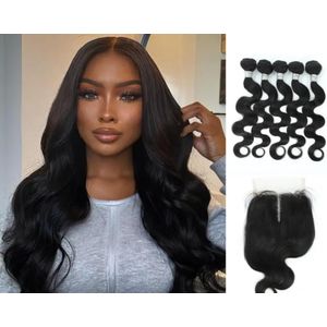 4-5 Bundles Of Wavy Weavon Hair+Closure